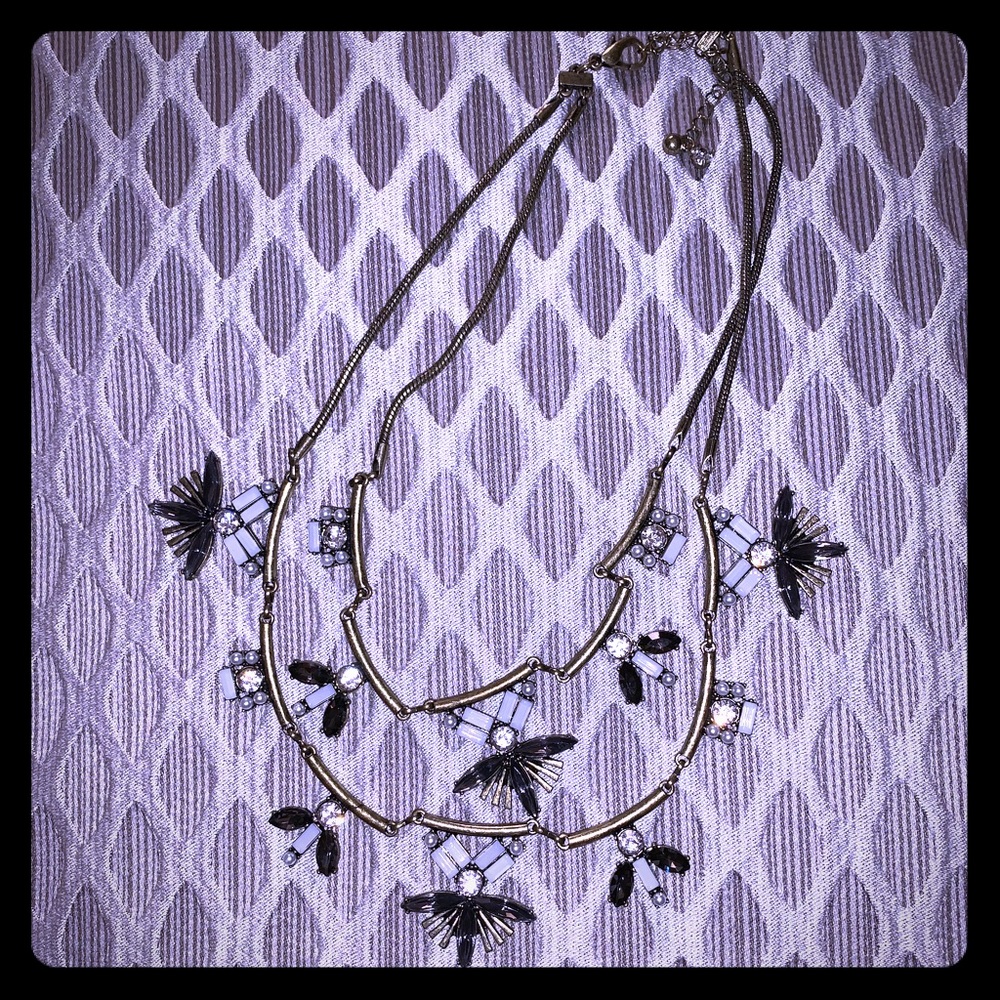 Gold silver and gray statement necklace